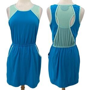 Title Nine Active Mini Dress Cinched Waist Racerback Mesh Mint Green Blue Medium